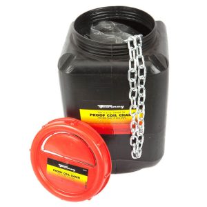 Forney Industries Bucket of Chain, Grade 30 (G30) Proof Coil Chain, Zinc-Plated, 3/16 Inch x 250 Ft. (DOT Approved Tow Chain) - Affordable Power Tools